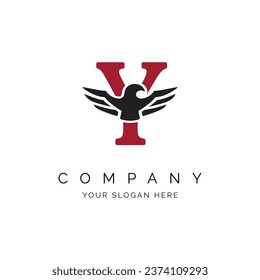 Y Letter Logo, Eagle wings logo, Falcon Logo Template vector illustration design Icon Symbol. Alphabet Y with Eagle symbol