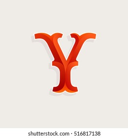 Y letter logo in elegant circus faceted style. Slab serif font. Vintage vector typeface for labels, headlines, posters, cards etc.