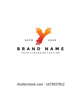 Y letter logo fire design vector template