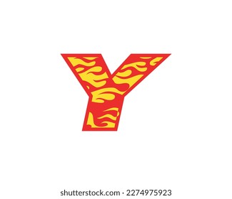 Y-Buchstaben Logo Feuer Flammen Design Elemente Vektorgrafik