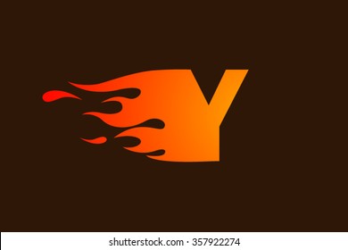Y letter logo, fire flames logo design.