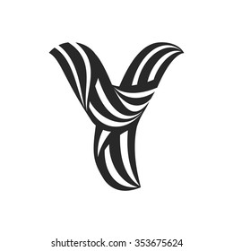 Y letter logo formed by twisted lines. Wool mark font style, vector design template elements for your application or corporate identity.