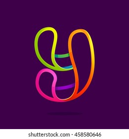 Y letter logo formed by glowing neon line. Font style, vector design template elements for your application or corporate identity.