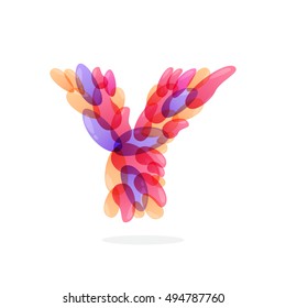 Y letter logo formed by watercolor splashes. Brush stroke pattern. Vector elements for posters, t-shirts and cards.