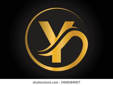 Y Letter Logo with Golden Luxury Color and Monogram Design Vector Template.