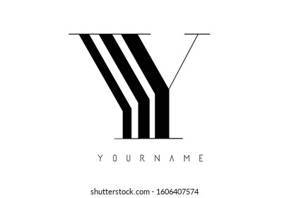 Y Letter Logo with Graphic Elegant Black Lines Design. Minimalist art shape logo.