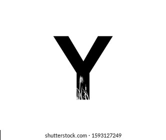 Y Letter Logo With Grass or Reeds Inside.