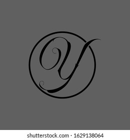 Y letter logo with gray background.Black frame.Y letter icon.