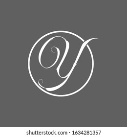Y letter logo with gray background.White letter and frame.Y letter icon.