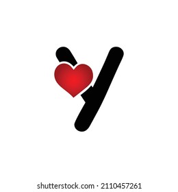 Y letter logo with heart icon, Happy Valentines initial Y logo, Valentines Day greeting card banner logo template