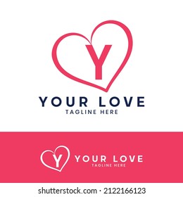 Y letter logo with heart icon, Happy Valentines initial Y logo, Valentines Day