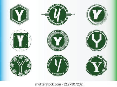 Logotipo de letra Y y conjunto de plantillas de diseño de iconos