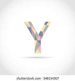 Y Letter Logo Icon Mosaic Pattern Design template Element. Low Poly style