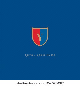 Y Letter Logo, Icon in shield shape vector element.