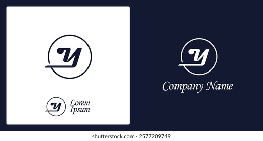 Y Letter Logo and icon with stylized circle, editable vector