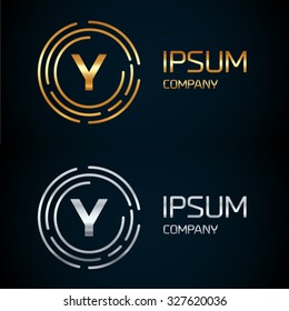 Y letter logo icon template.symbol,line style letter,logotype,modern,company name brand.round,rings,circle,premium concept