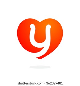 Y letter logo inside heart for st. Valentine's day design. Vector design template elements for your application or corporate identity.