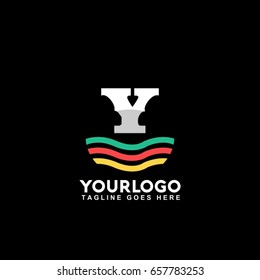 Y letter logo with line juice splash, waves and drops. Vector design template elements for your application or corporate identity.