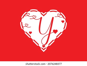 Y letter logo with love icon, valentines day design template