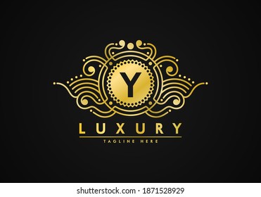 Y letter logo luxury design. Badge template for brand. unique texture.