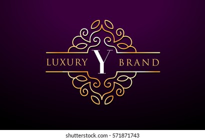 Y Letter Logo Luxury.Royal Monogram Design with Golden Metal Colors.