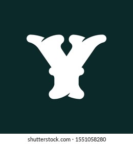 Y letter logo made of bones. Vector flat style font for horror labels, posters etc.