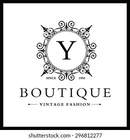 Y Letter logo, Monogram design elements, line art logo design. Beautiful Boutique Logo Designs, Business sign, Restaurant, Royalty, Cafe, Hotel, Heraldic, Jewelry, Fashion, Wine. Vector illustration