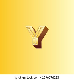 Y letter logo with nice gold background.Y letter icon.
