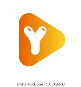 Y Letter Logo. Orange Triangle. Design Vector Illustration.