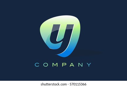 y Letter Logo. Oval Shape Modern Design with Glossy Look.