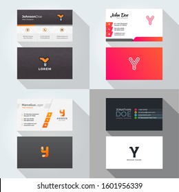 
Y letter logo professional corporate Visiting card, Modern Multipurpose design template. Set of 4 Business cards