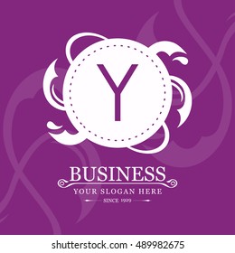 Y Letter logo, Purple Monogram, line art logo design. Beautiful Boutique Logo Designs, Business sign, Restaurant, Royalty, Cafe, Hotel, Heraldic, Jewelry, Fashion, Wine. Vector illustration