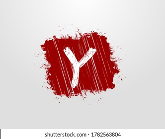 Logo de Y en el elemento Grunge de la Plaza Roja. Plantilla de diseño del logotipo Retro Rusty Square.