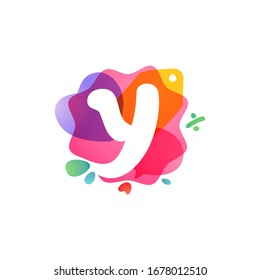 Y letter logo with Sale icons. Overlapping watercolor negative space font. Perfect typeface for shop identity, best price print, super offer posters, etc.