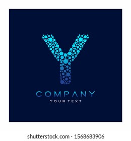 Y Letter Logo Science Technology. Connected Dots Design Vector
