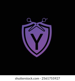 Y letter Logo with Shield, Y shield logo design template