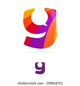 y letter logo, speech bubble negative space volume vector icon