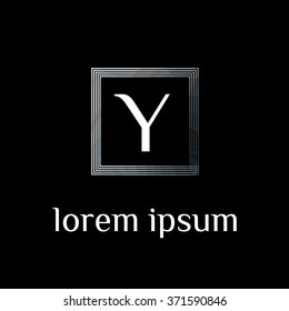 Y letter logo in square border - vector (sign, symbol, icon, border)