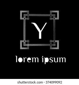 Y letter logo with square border - vector (sign, symbol, icon, border)
