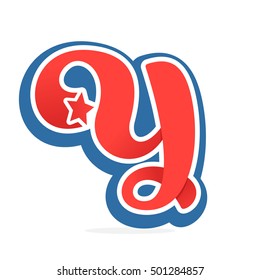 Y letter logo with star in vintage baseball style. Sport elements for sportswear, club, t-shirt, banner, card, labels or posters.