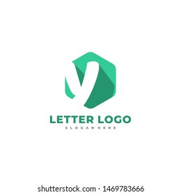 Y letter logo template with polygon.