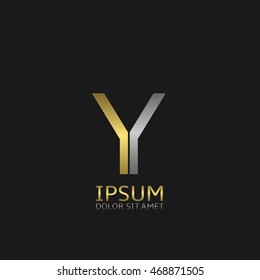 Y letter logo template for your business company. Golden and silver colors