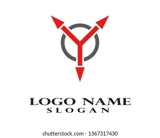 Y Letter Logo with three arrows, delivery service icon, fast and on time.