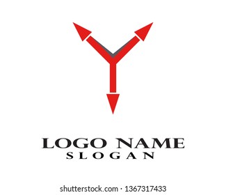 Y Letter Logo with three arrows, delivery service icon, fast and on time.