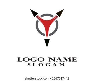 Y Letter Logo with three arrows, delivery service icon, fast and on time.
