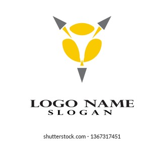 Y Letter Logo with three arrows, delivery service icon, fast and on time.