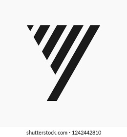 Y letter logo with trapezoidal and triangle. Simple and unusual logo design vector template