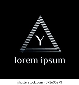 Y letter logo with triangle border - vector (sign, symbol, icon, border)