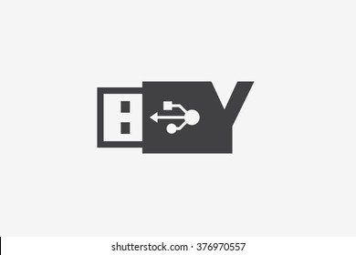 Y letter logo, usb flash drive logo design.