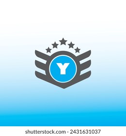 Y letter logo vector design on blue and white gradient color background. Y letter logo and icon design
